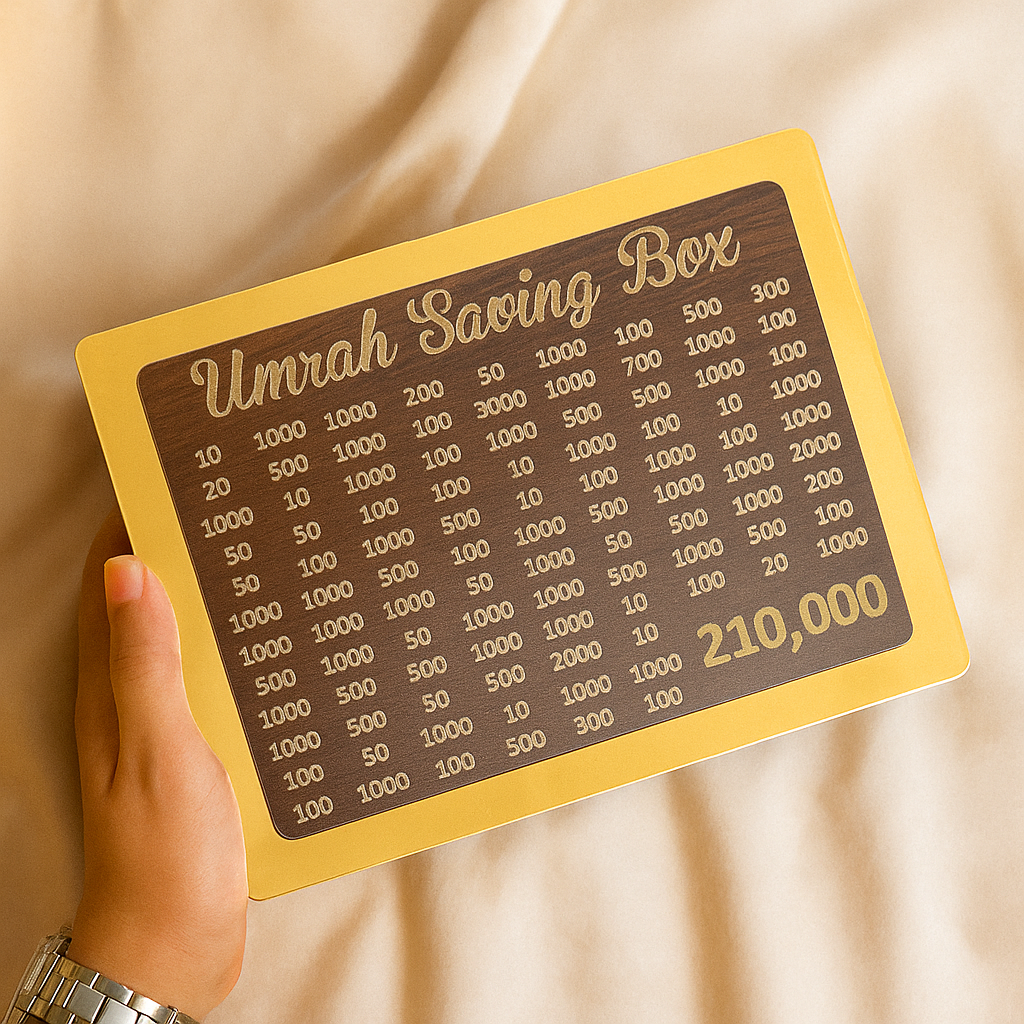 Umrah Fund Box – Save with Purpose, Travel with Faith (Random Design)